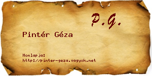 Pintér Géza névjegykártya